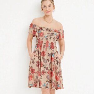 Maurices Smocked Floral Cold Shoulder Babydoll Mini Dress XL